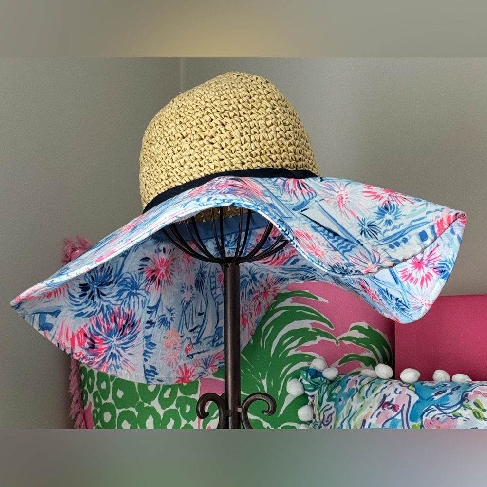 Lilly Pulitzer Pink and Blue Floral Sun Hat